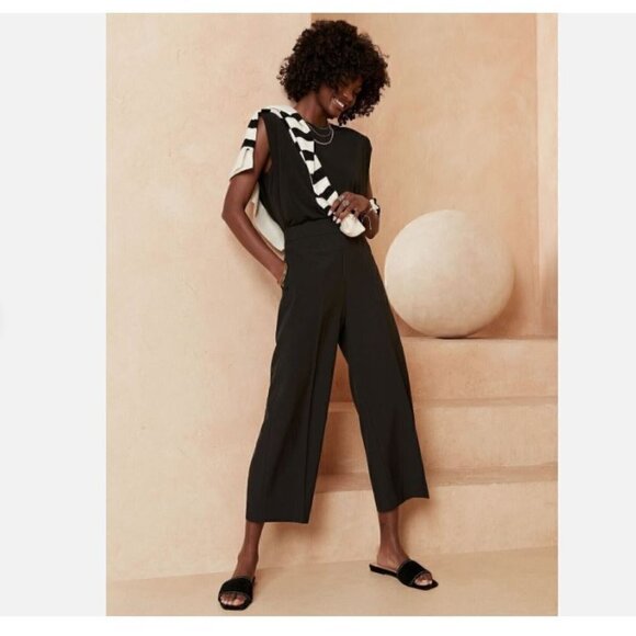 Banana Republic High Rise Easy Crop Wide Leg Pants Black Y2k Size 18 RT$100 - Picture 1 of 4